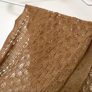 100% baby Peruvian alpaca warm brown crochet scarf